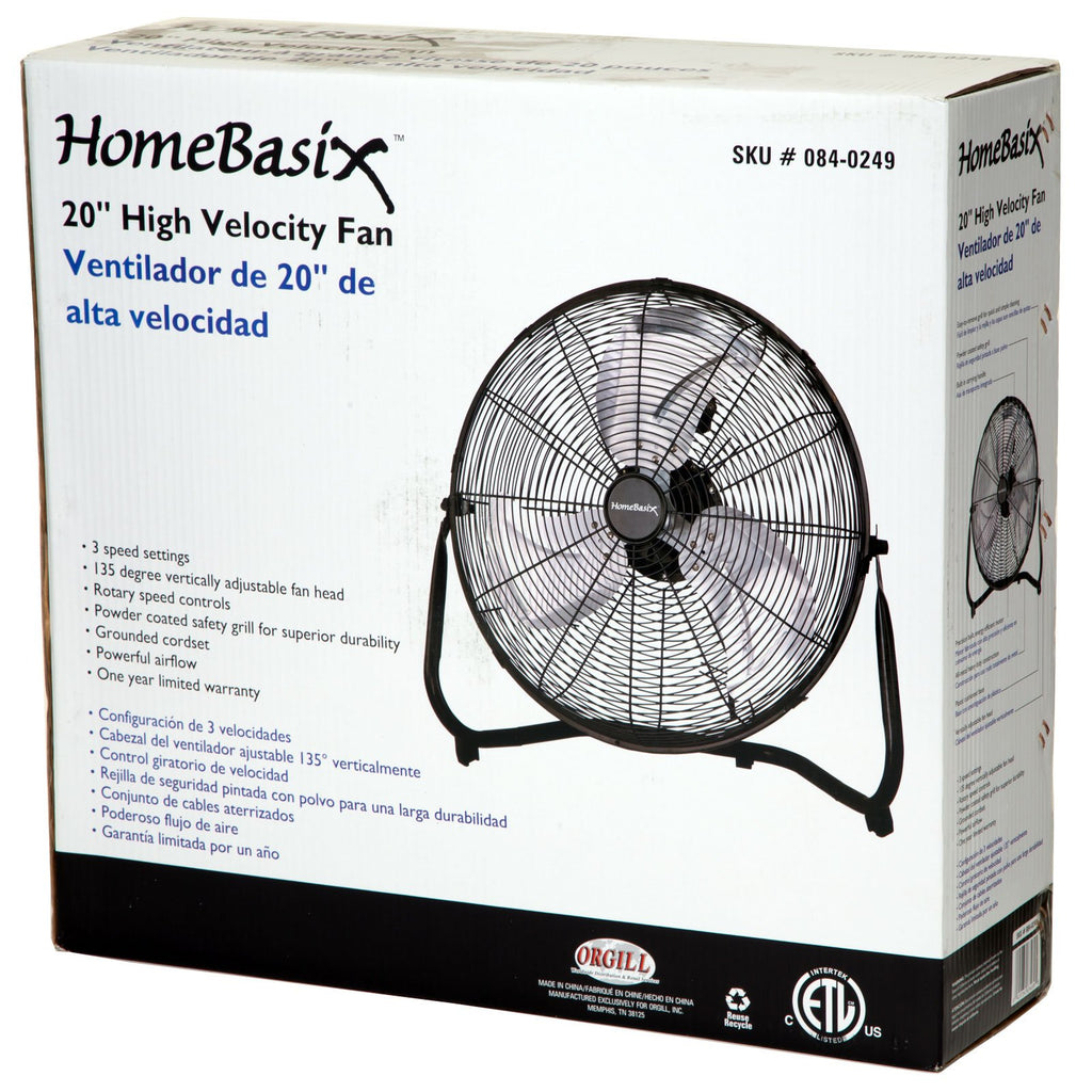 Black 20-Inch High Velocity Floor Fan O768836
