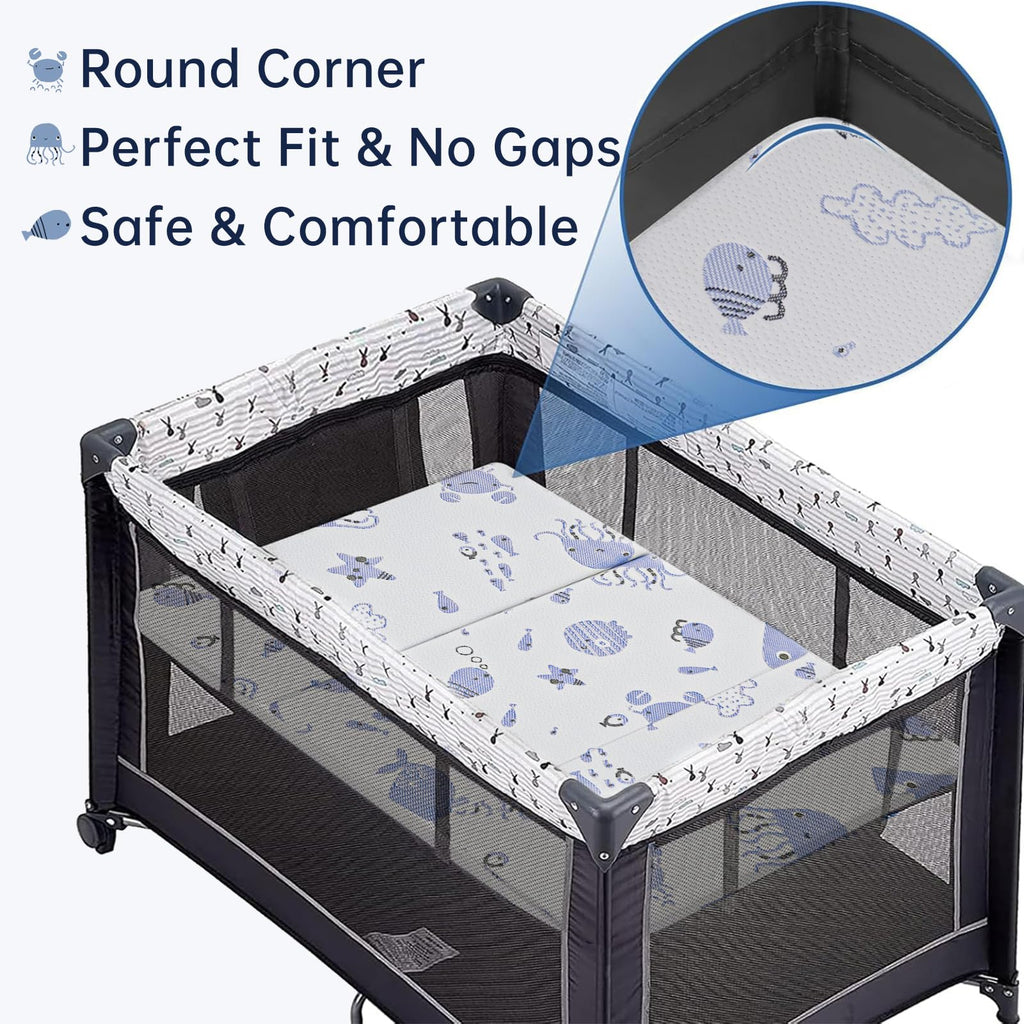 Dual Sided Soft & Firm Memory Foam Trifold Pack and Play Mattress I4857