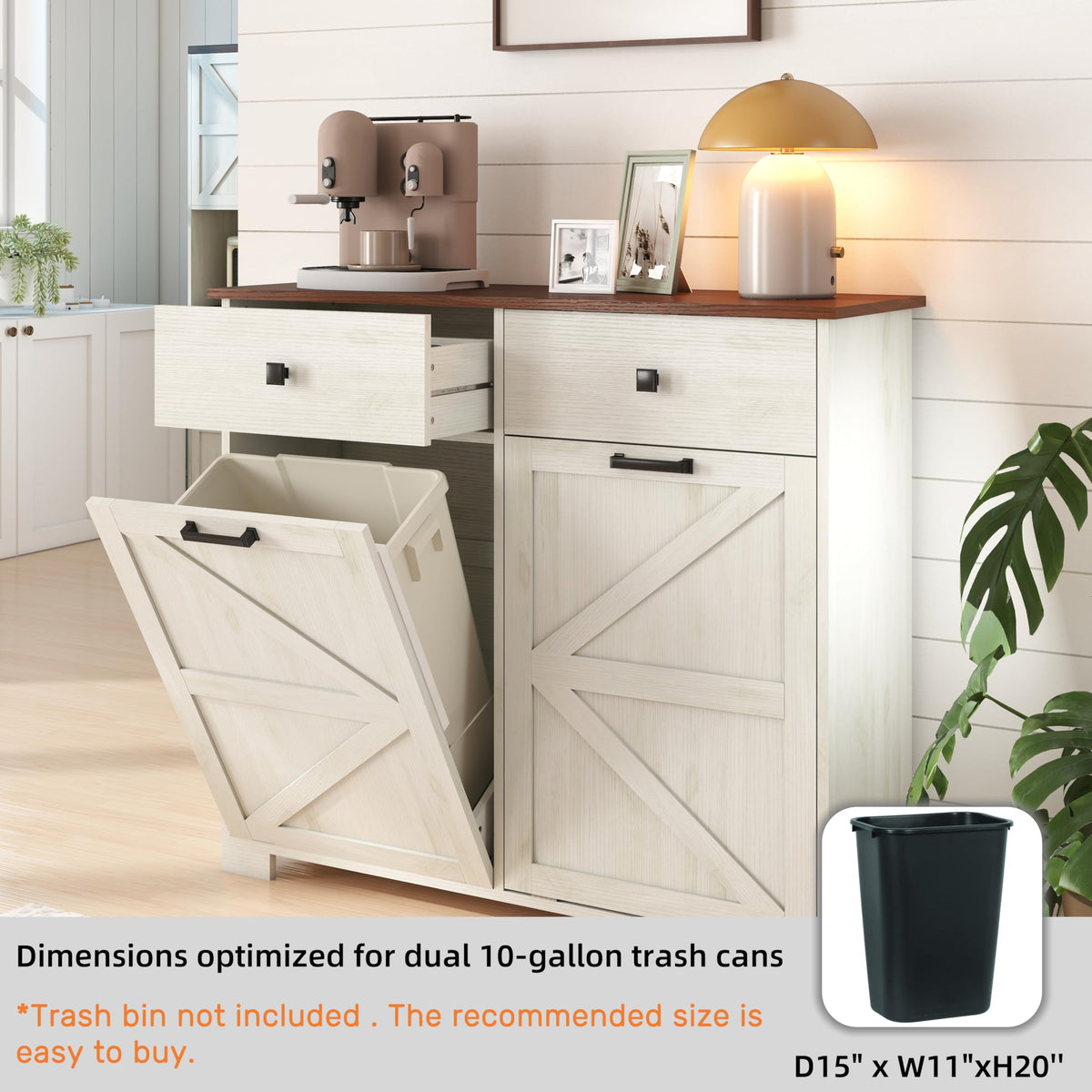 Double Tilt-Out Trash Cabinet for 2x10 Gallon Cans G977