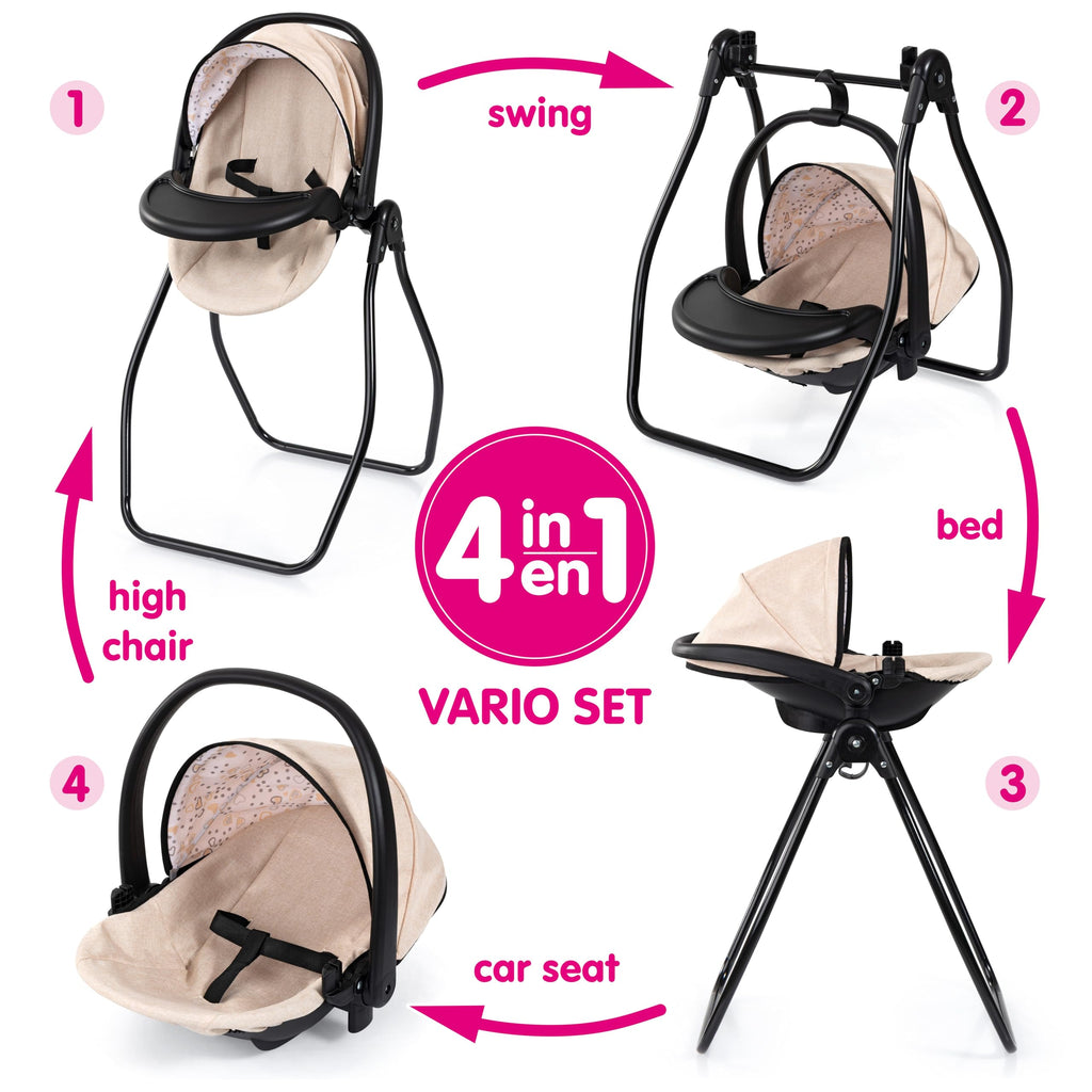 4-in-1 Doll Highchair, Swing, Bed & Car Seat M914818