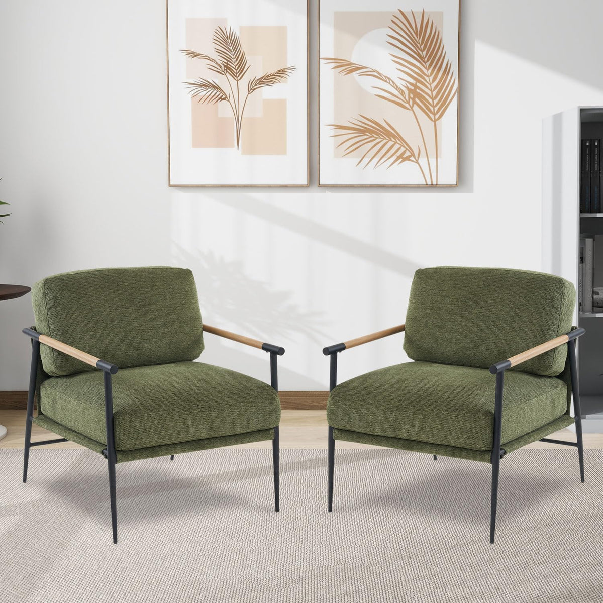 Green Chenille Accent Chair Set of 2 R8601