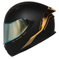 Full Face Dual Visor Adult Motorcycle Helmet Matte Black Gold C978