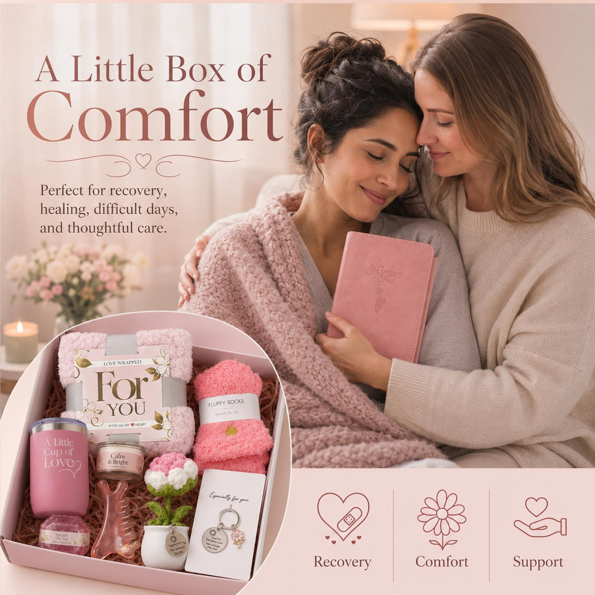 11 Pc Pink Care Package with Blanket P2911