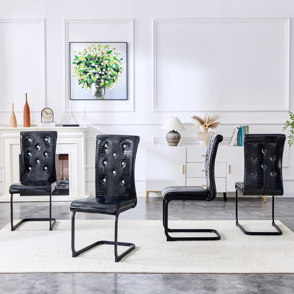Black PU Leather Dining Chairs Set of 4 W376