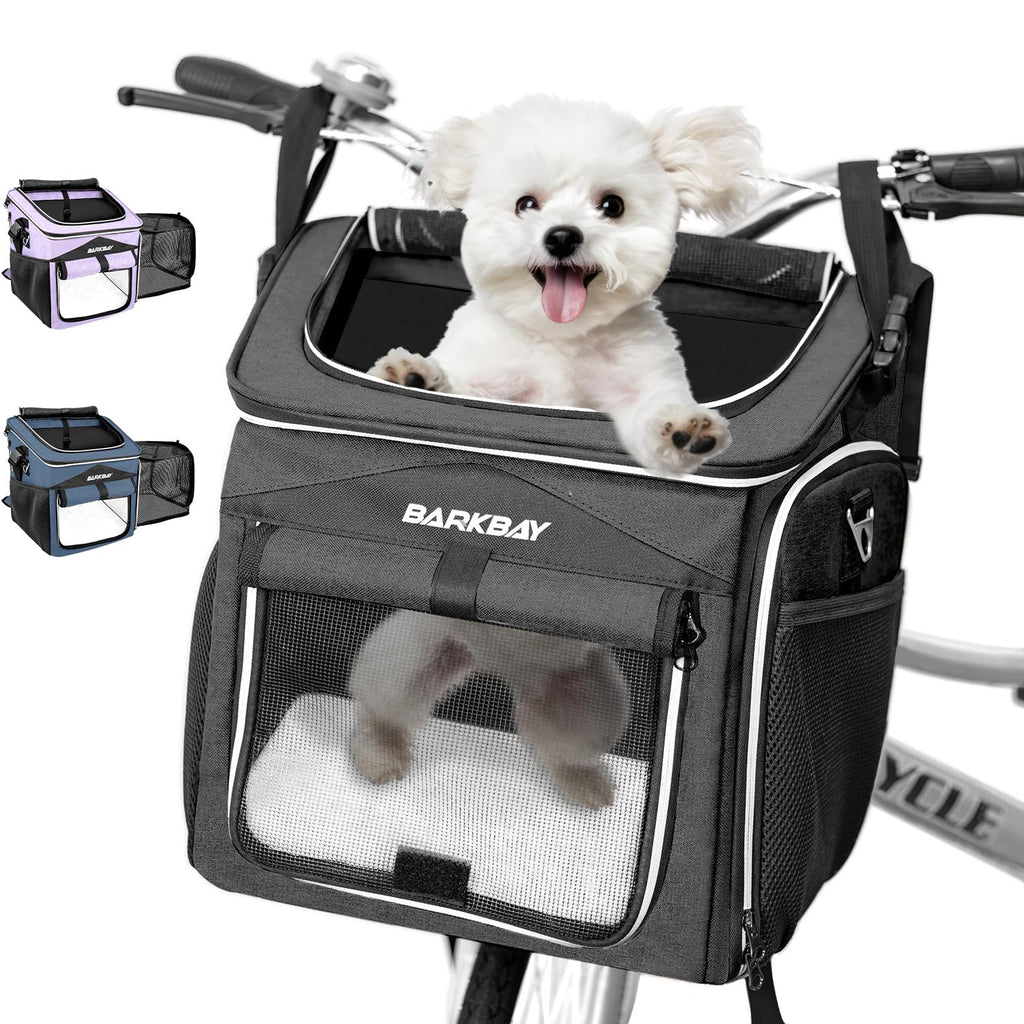 Foldable Soft-Sided Dog Bike Basket Carrier with 2 Open Doors A9630