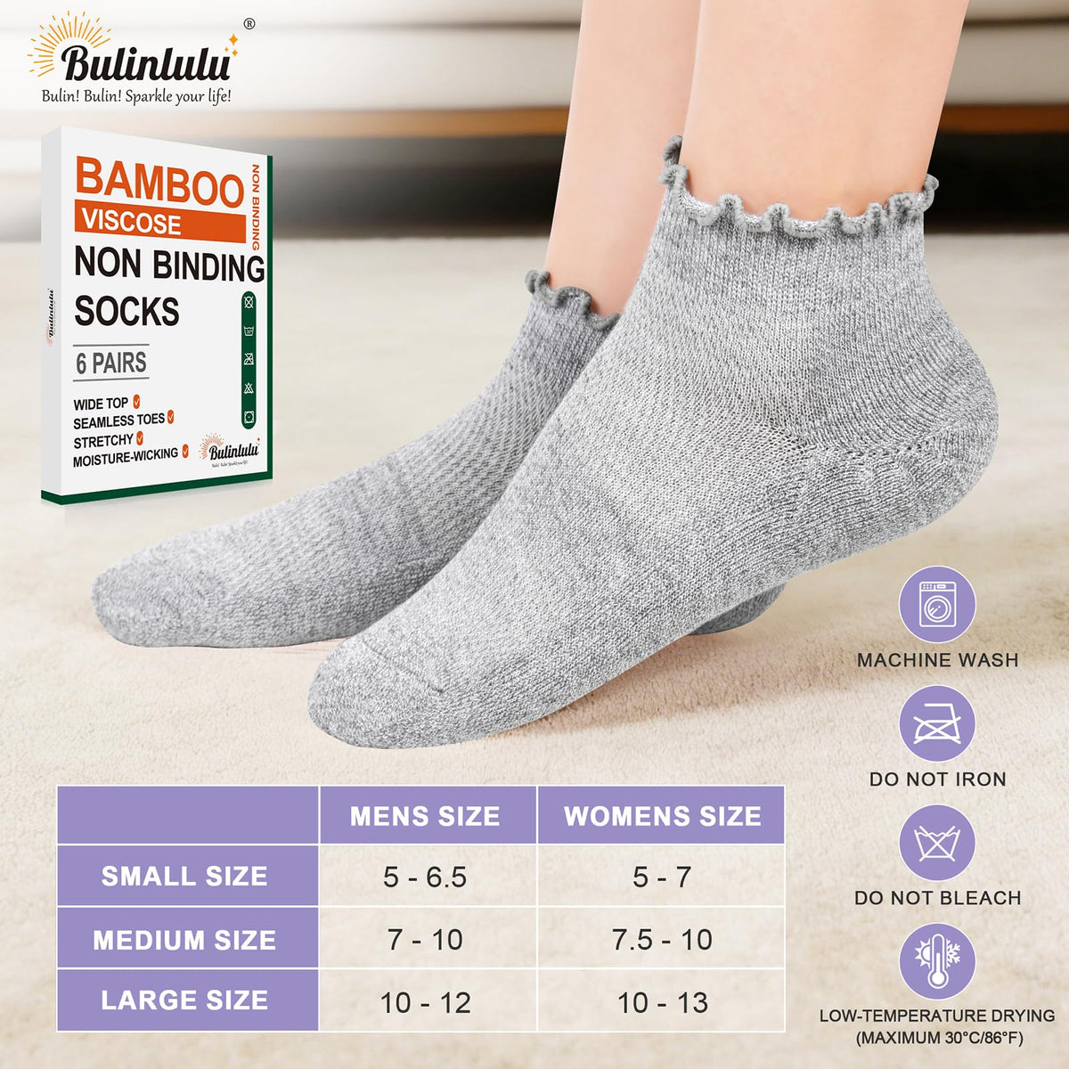 6 Pairs Low Cut Non Binding Diabetic Ankle Socks R526