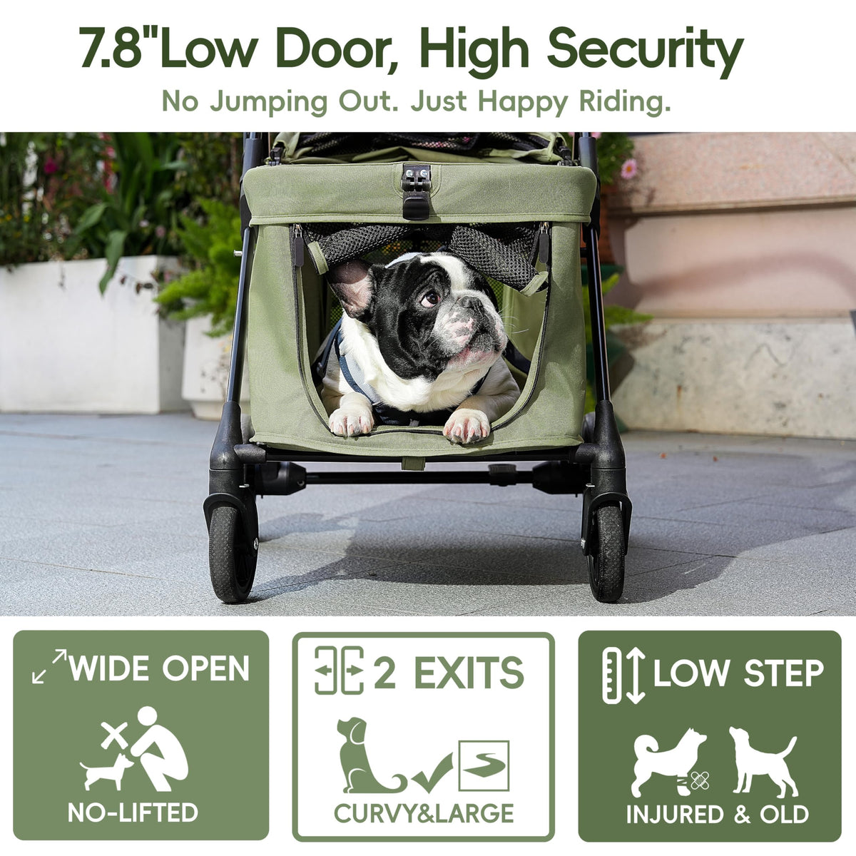 Foldable Pet Stroller Green S94633