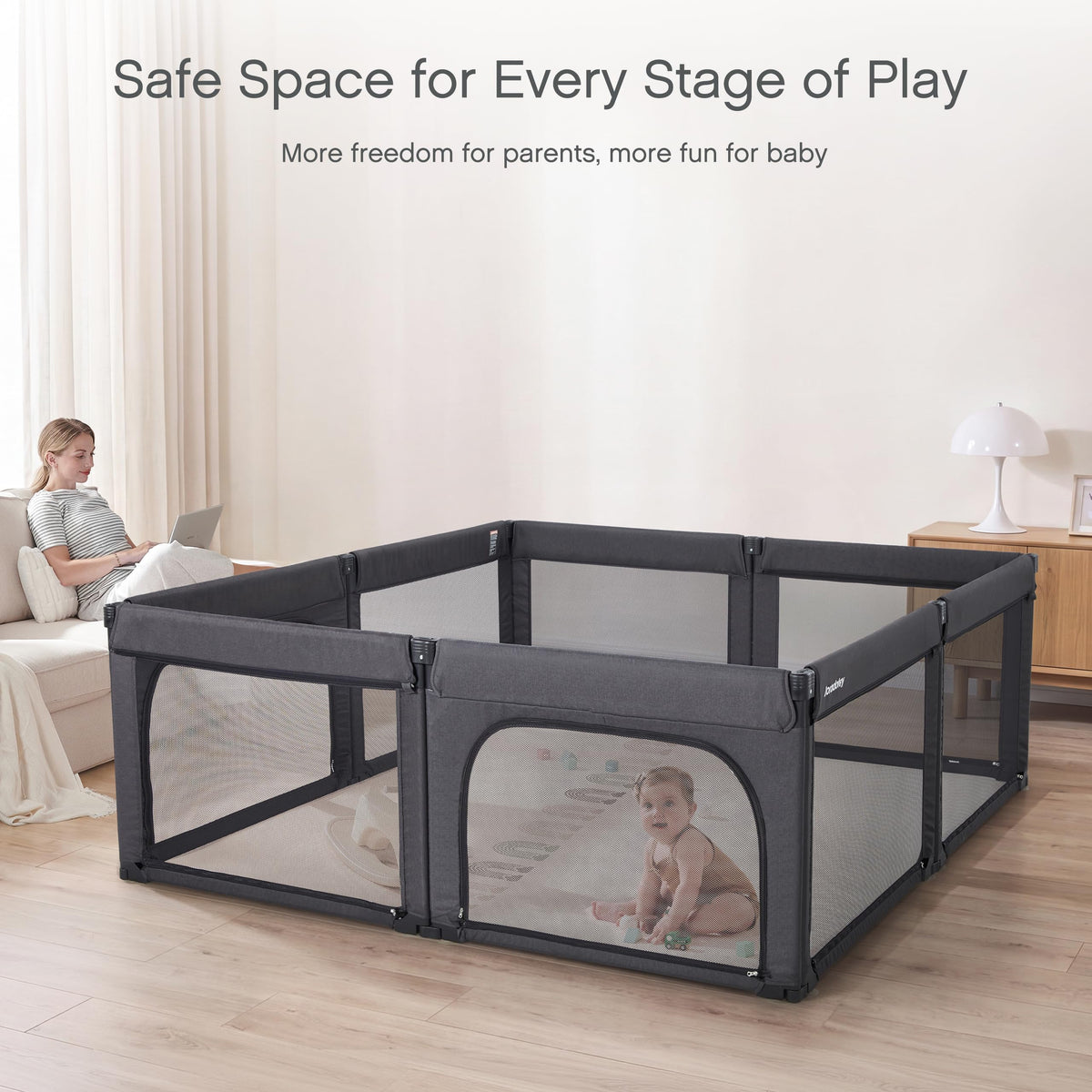 8-Panel Foldable Baby Playpen W632367
