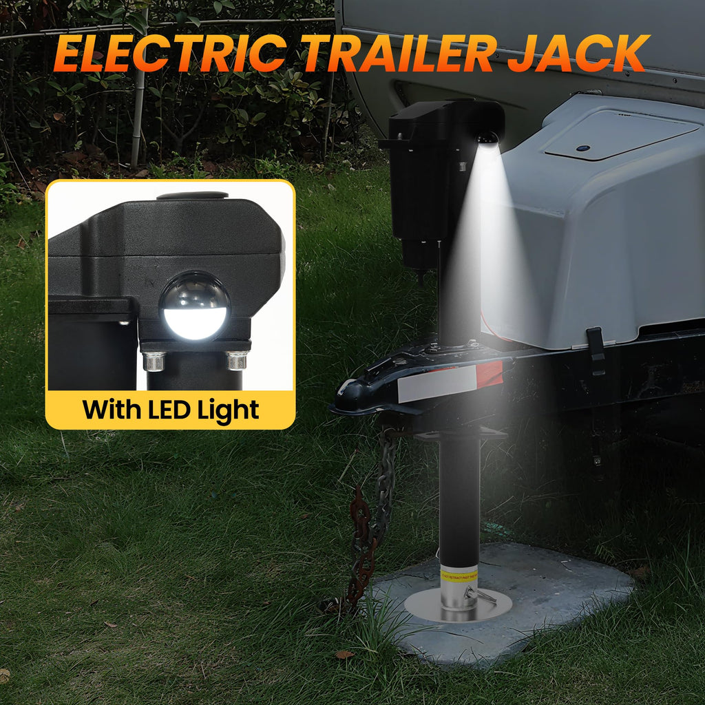 12V 3500lb Electric Tongue Jack with Drop Foot & LED Light P220