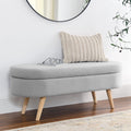 Linen Gray Upholstered Storage Ottoman Bench G27133