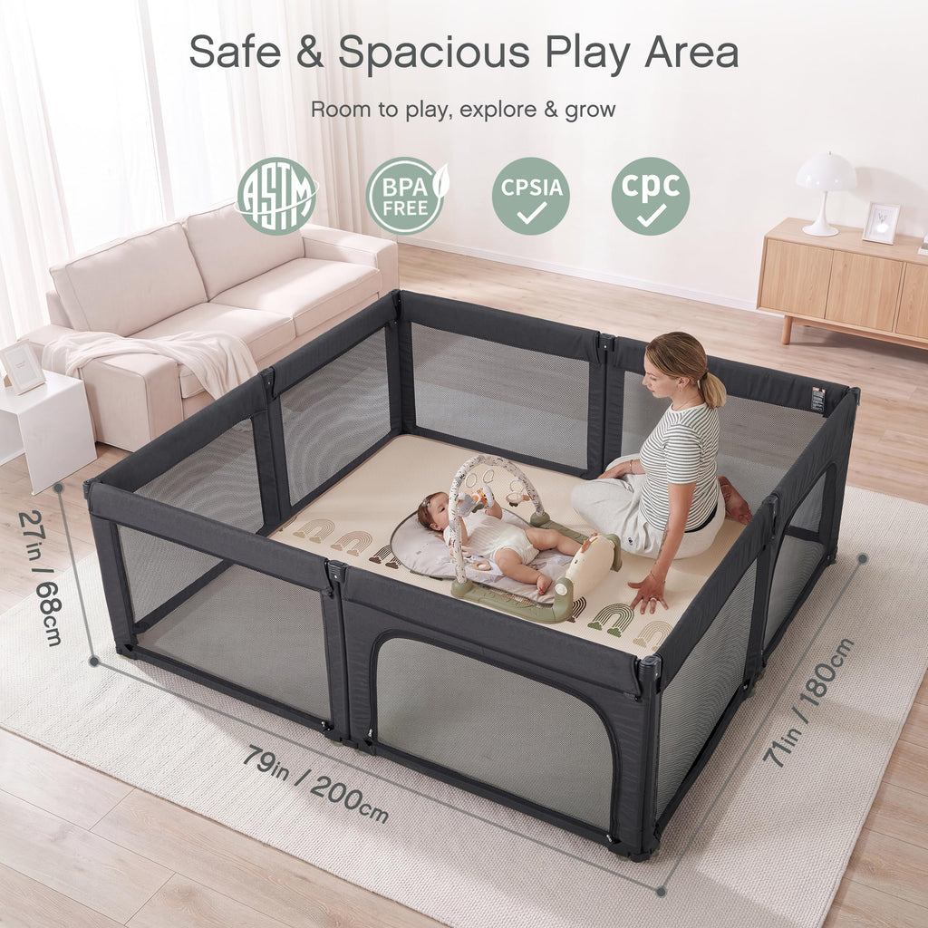 8-Panel Foldable Baby Playpen W632367
