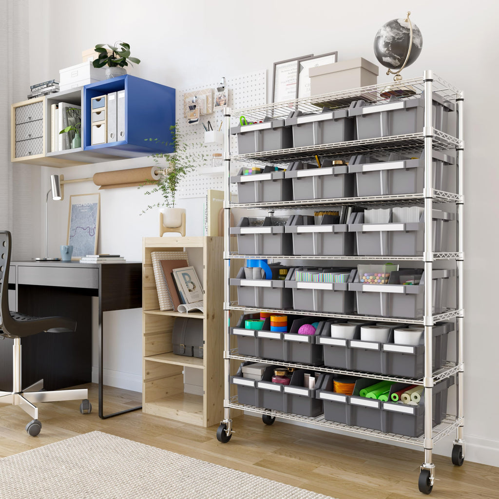 7-Tier 16-Bin Steel Wire Shelving Rack U66373