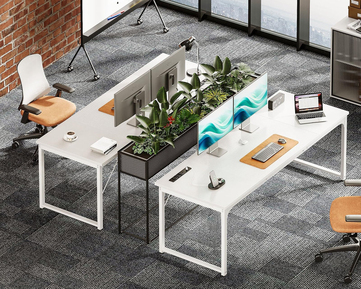71 Inch White Computer Desk with USB Ports O257761