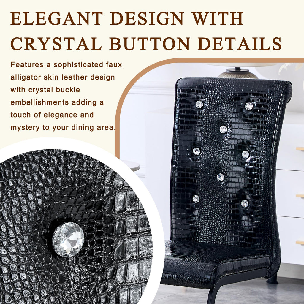 Black PU Leather Dining Chairs Set of 4 W376