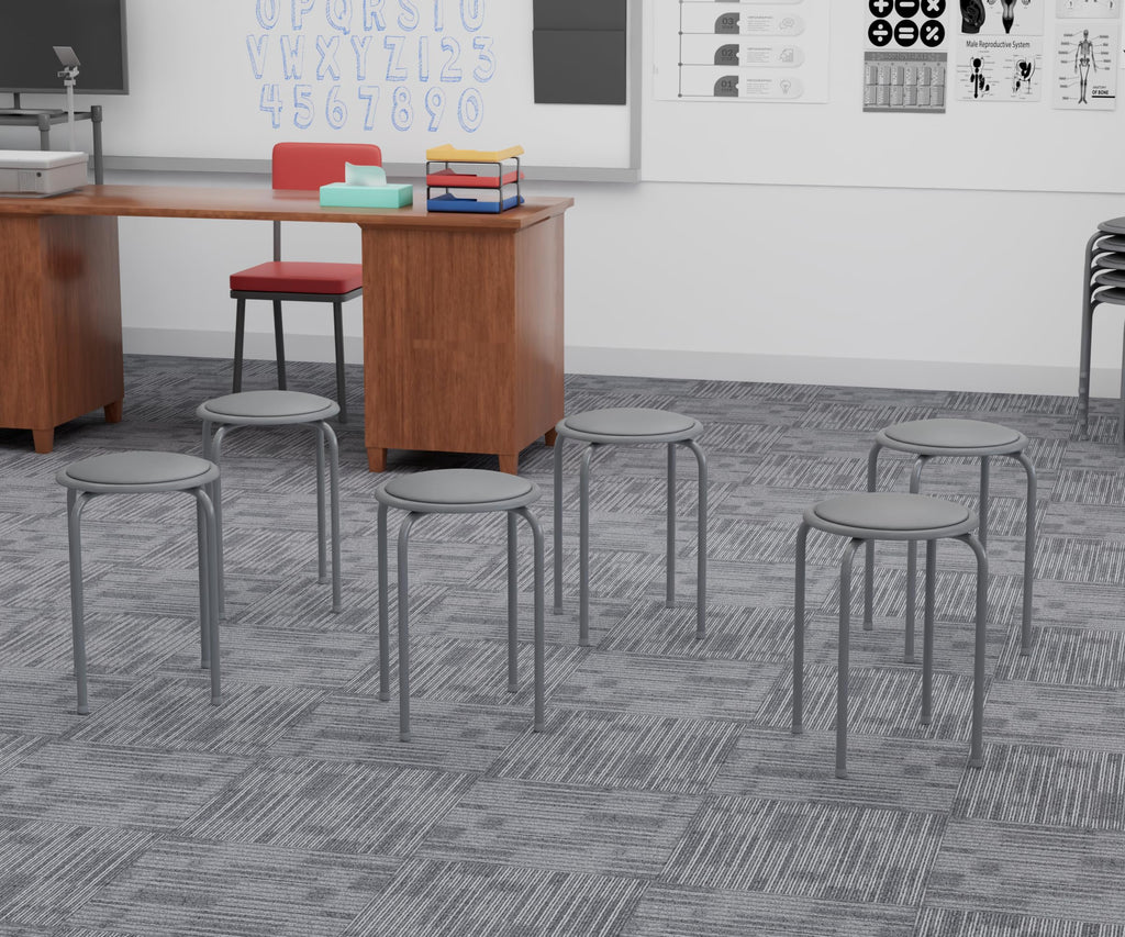 Grey 17 Inch Padded Steel Stacking Stools L230