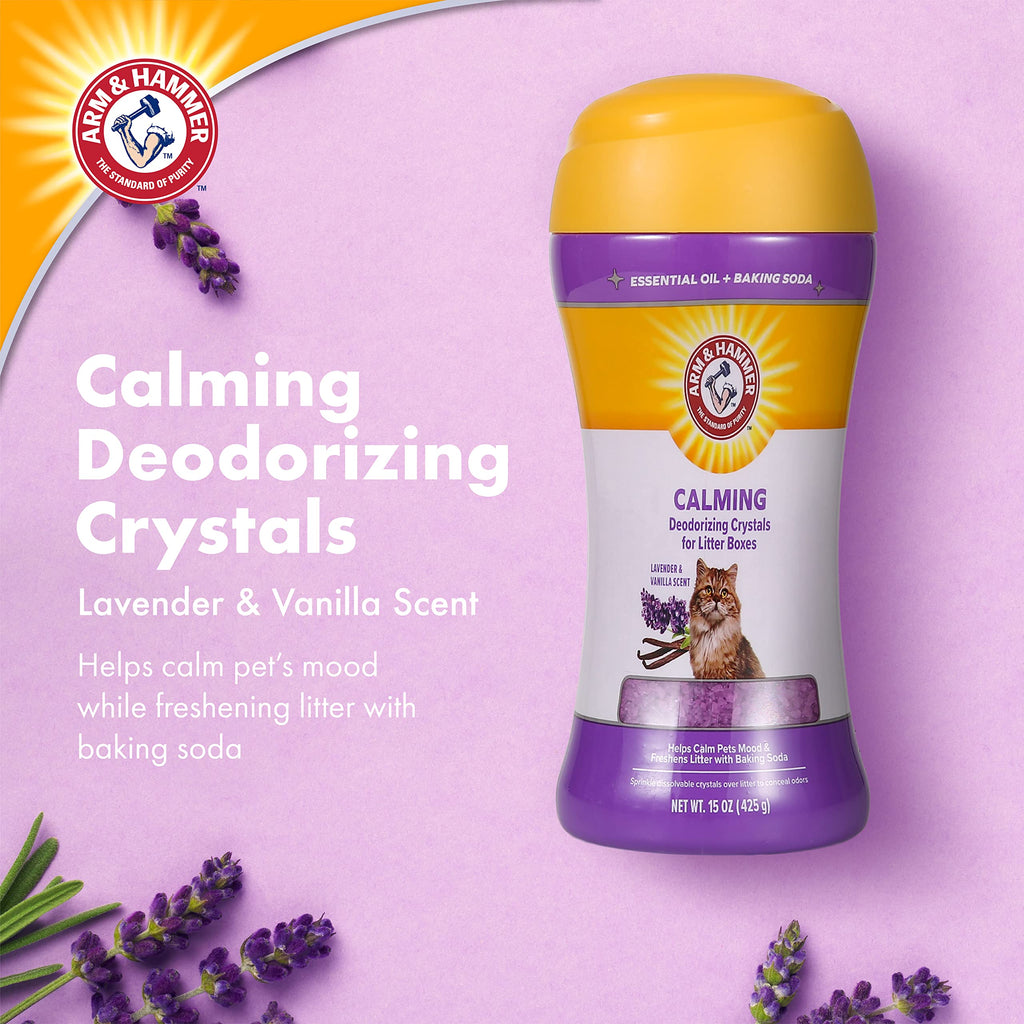 Cat Litter Deodorizing Crystals with Baking Soda, Lavender and Vanilla Scent, 15 Oz - 2 Pack W736610