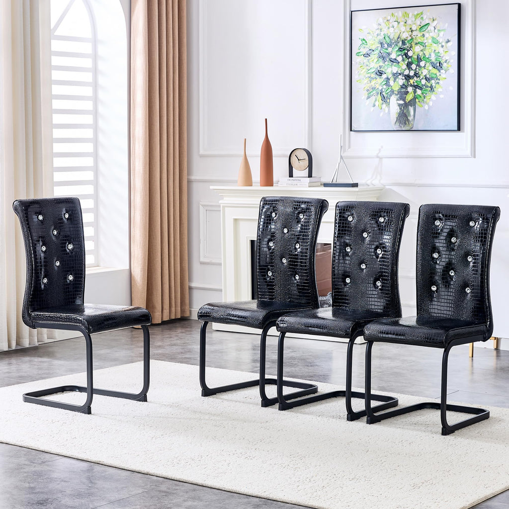 Black PU Leather Dining Chairs Set of 4 W376
