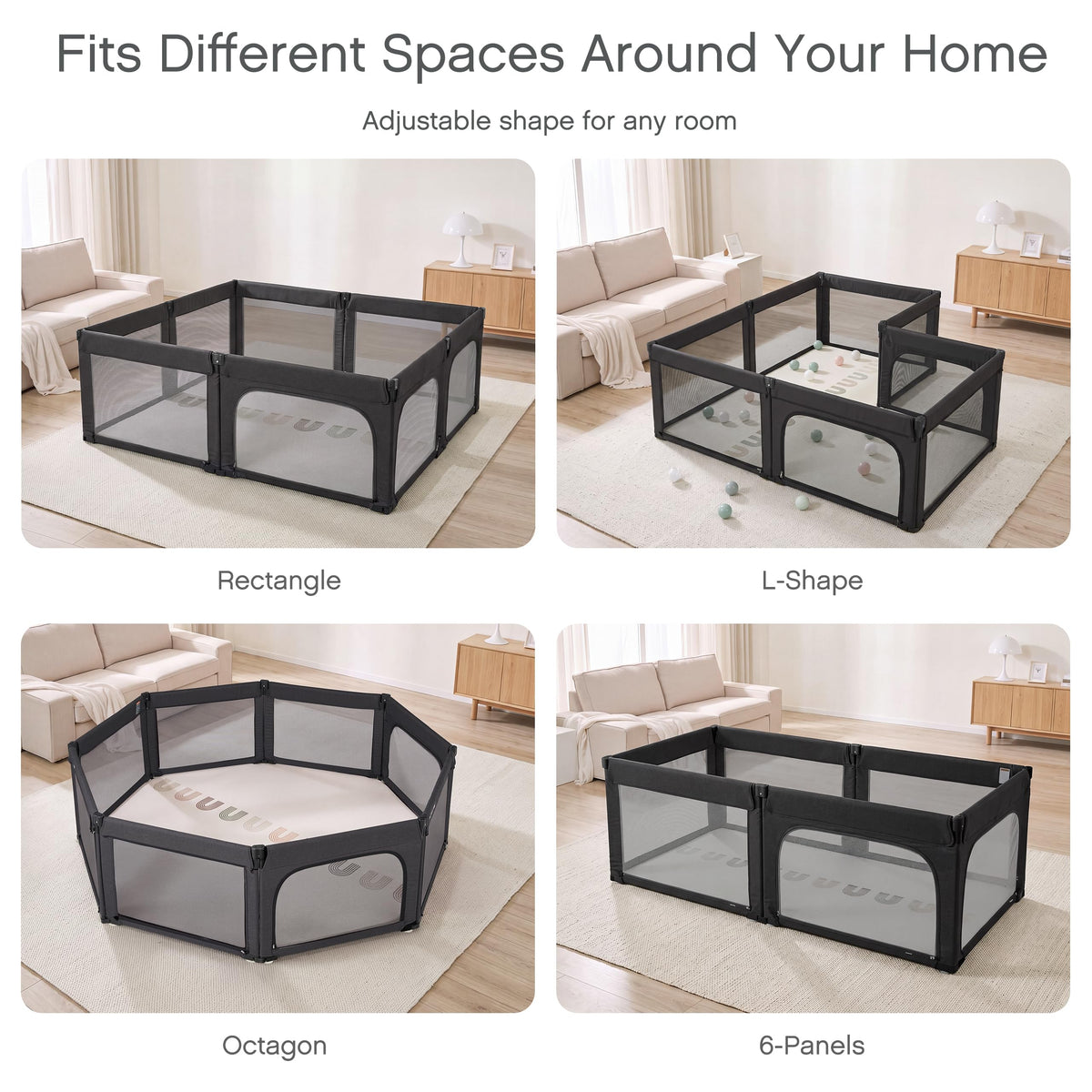 8-Panel Foldable Baby Playpen W632367