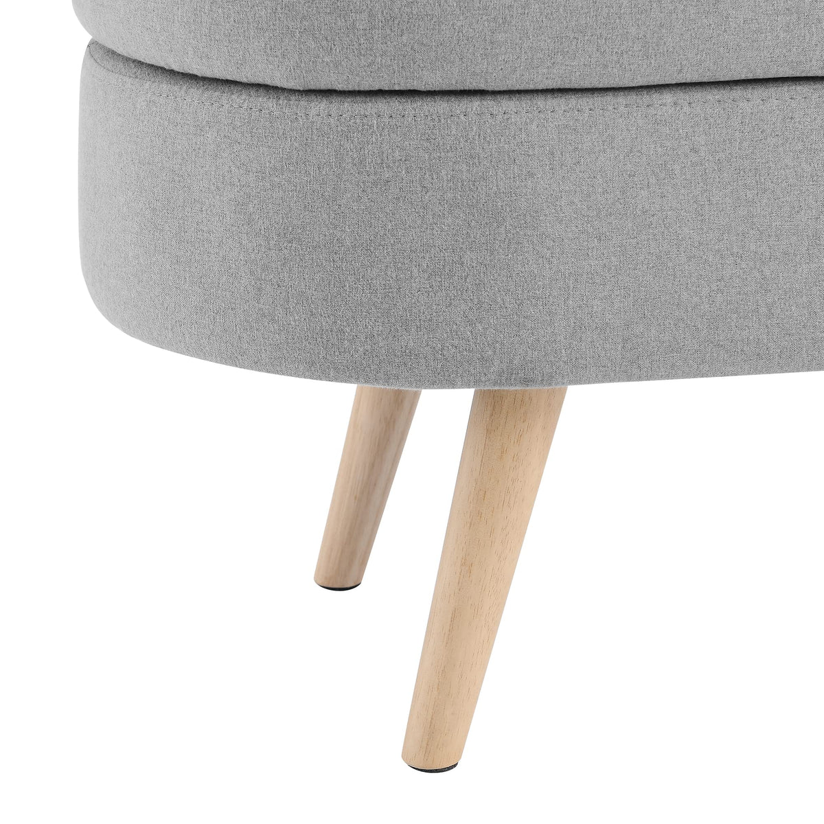 Linen Gray Upholstered Storage Ottoman Bench G27133