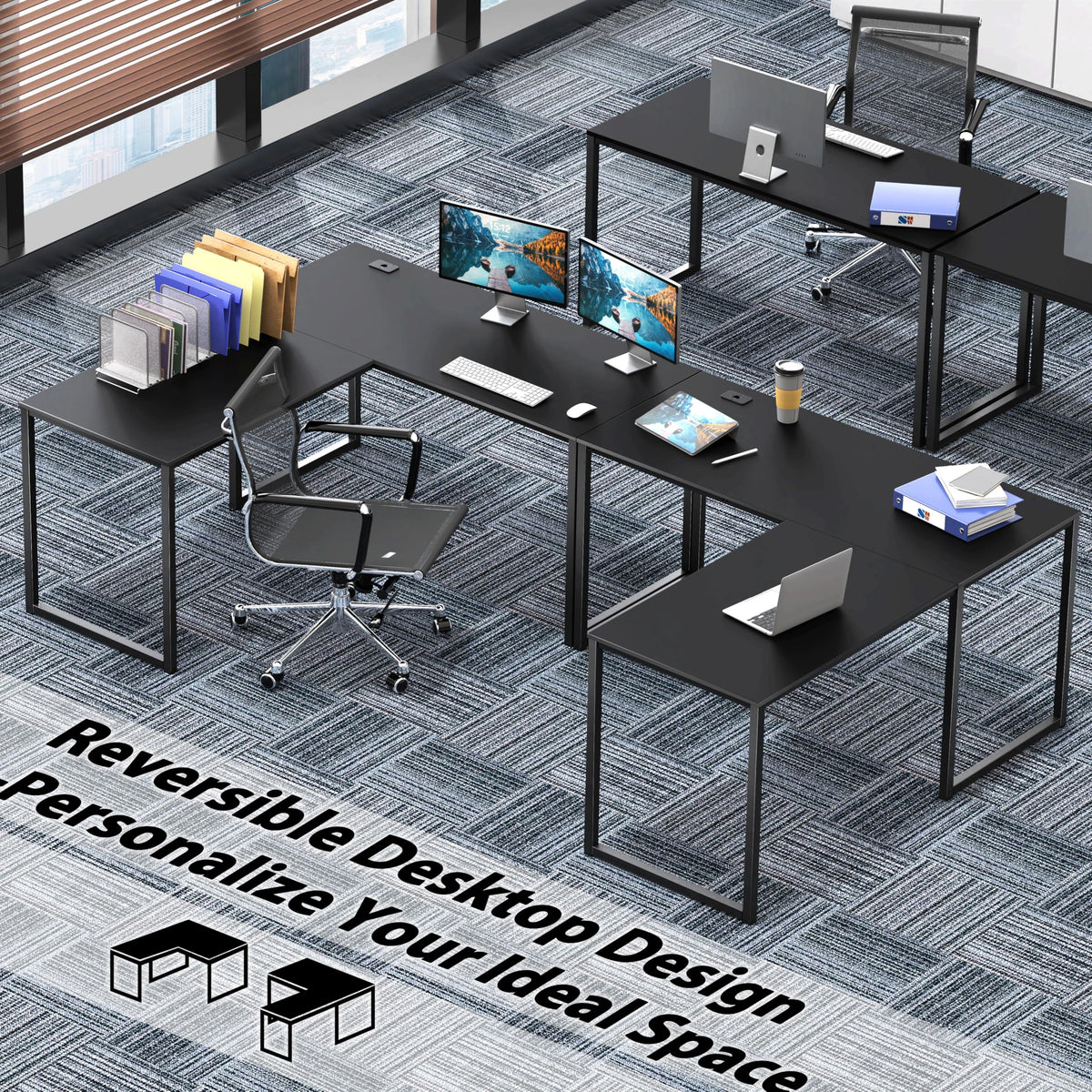 Black L-Shape Computer Desk K165177