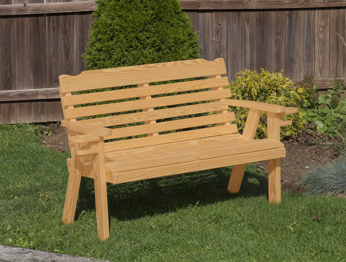 Brown Pressure Treated Garden Bench with Cup Holders Q583
